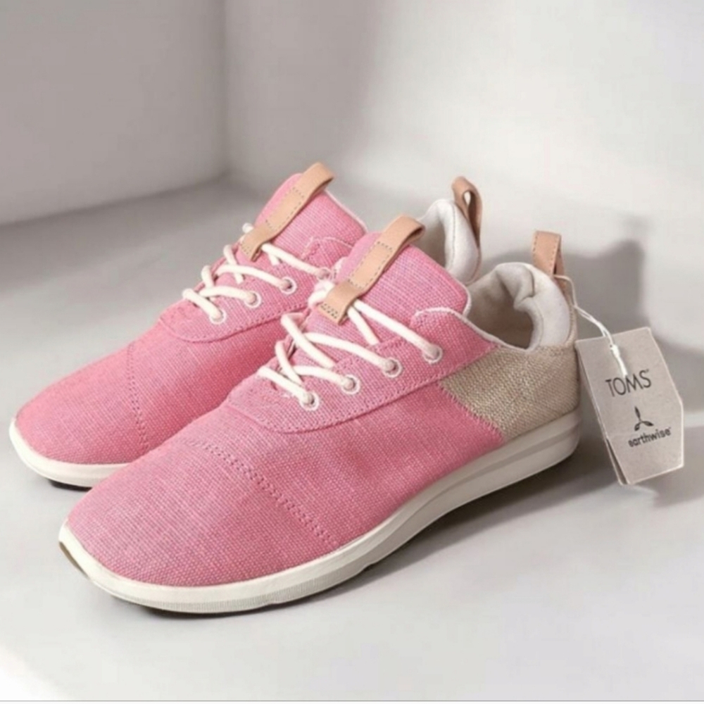 NWT TOMS Earthwise Sneakers In Tea Pink/ Natural Size Woman's 7.5 - Picture 2 of 12